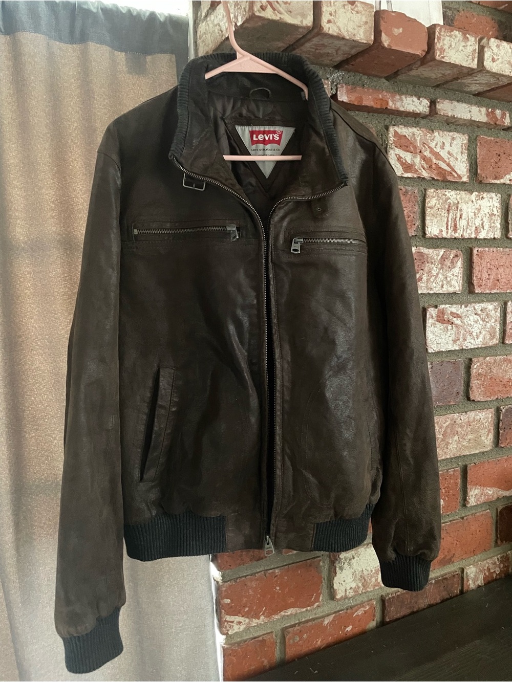 Levi's Dark Brown Leather Bomber Jacket